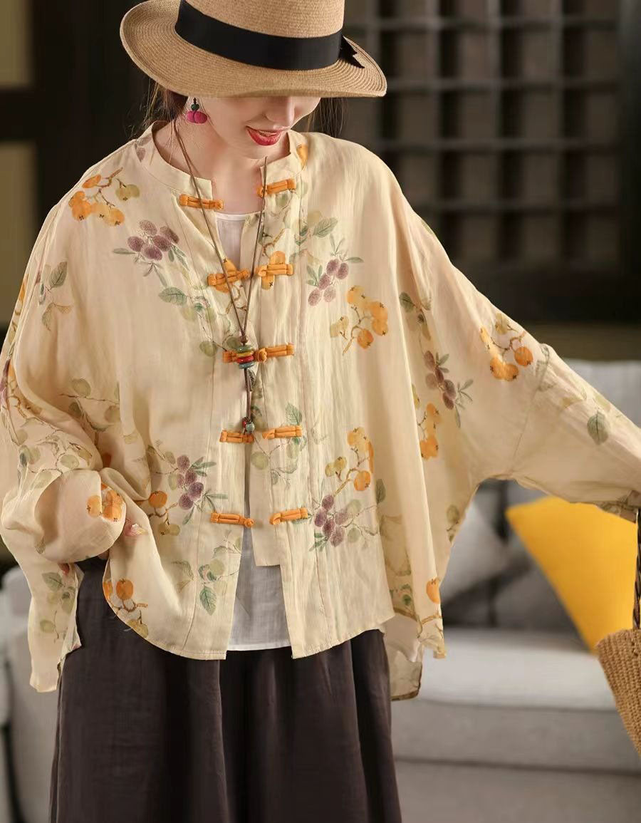 Breathable women’s yellow floral linen blouse with button closure, soft, lightweight top for casual wear and warm-weather outfits