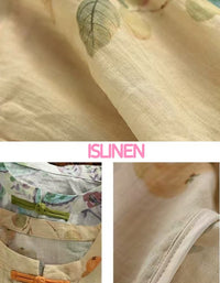 Close-up of floral linen fabric, showcasing soft, breathable material for women’s casual summer blouse