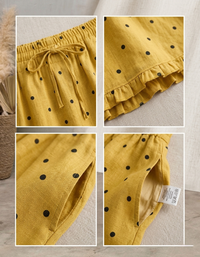 Details of Women High Waist Yellow Polka Dot Maxi Skirt Loose Fit