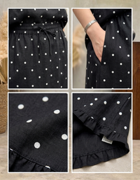 Details of Women High Waist Black Polka Dot Maxi Skirt Loose Fit