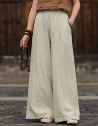 Comfortable Casual Loose Linen Palazzo Pants - Islinen