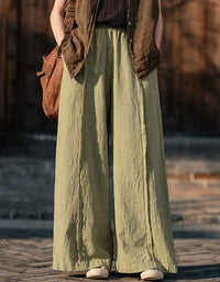 Comfortable Casual Loose Linen Palazzo Pants - Islinen