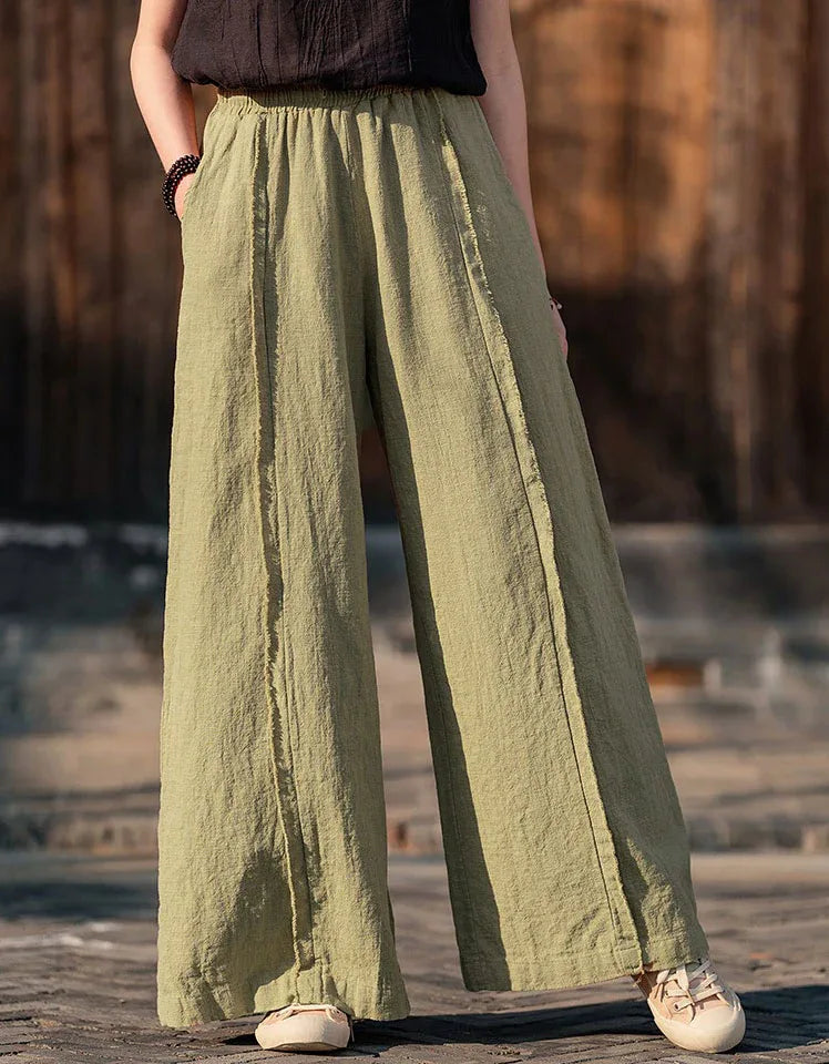 Comfortable Casual Loose Linen Palazzo Pants - Islinen