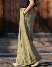Comfortable Casual Loose Linen Palazzo Pants - Islinen