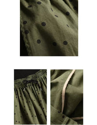 Comfortable Chic Polka Dot Cotton Linen Maxi Skirt