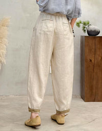 Comfortable Effortless Style Natural Linen Wide-Leg Pants