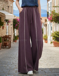 Women’s wide leg linen pants casual outfit