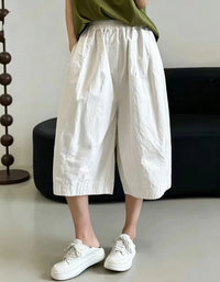 Loose Fit Cotton Cropped Pants for Women Casual