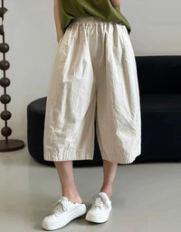 Minimalist Pink Wide Leg Culottes with Pockets