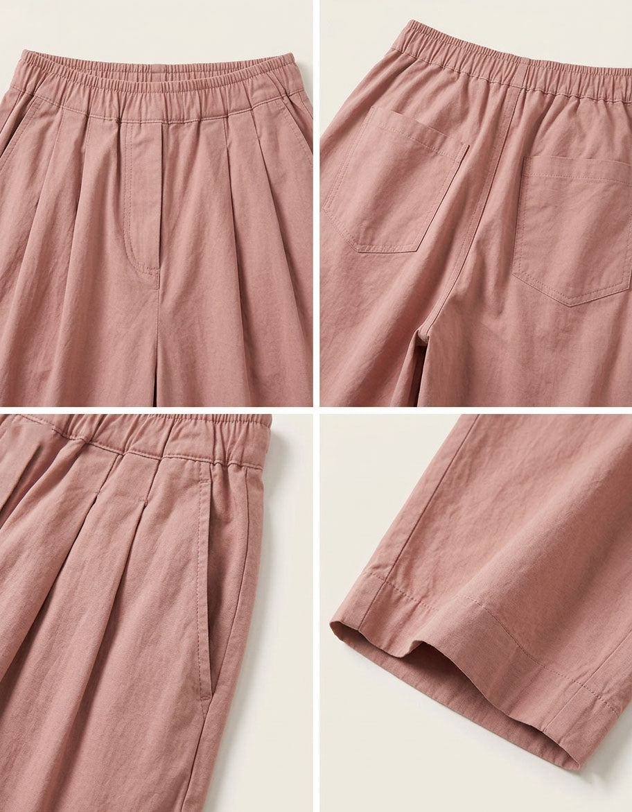 Soft Cotton Wide Leg Pants for Travel and Lounge
