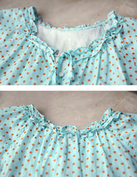 Comfortable Elegant Polka Dot Tie Neck Linen Summer Blouse