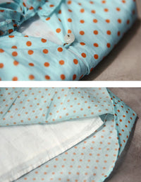 Comfortable Elegant Polka Dot Tie Neck Linen Summer Blouse