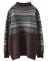 Women's Comfortable Fair Isle Turtleneck Knit Sweater