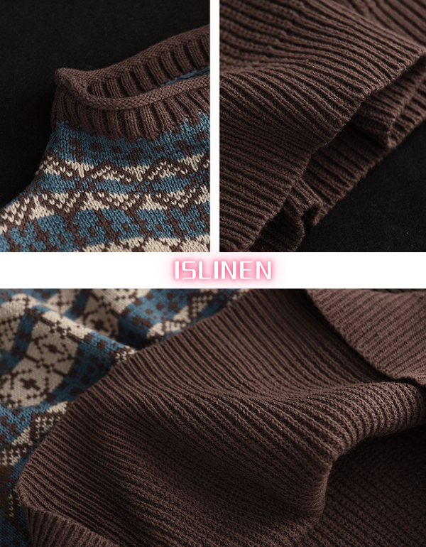 Women's Comfortable Fair Isle Turtleneck Knit Sweater