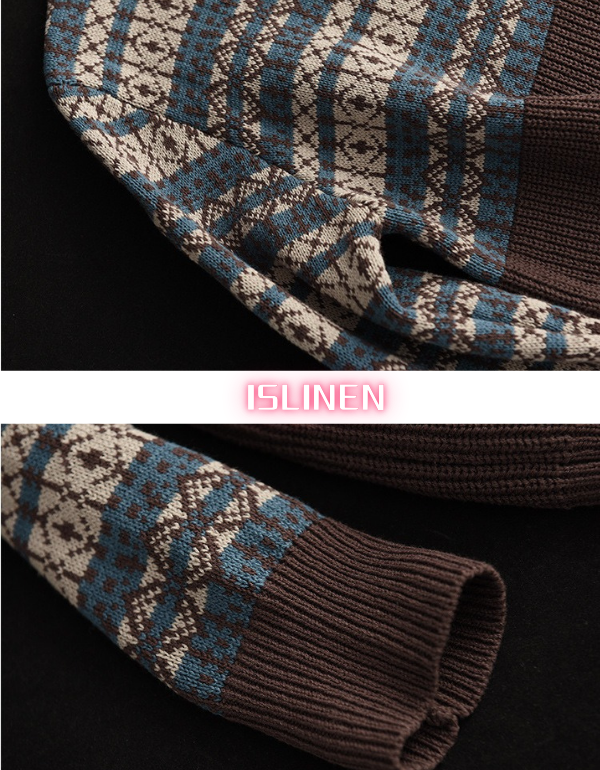 Women's Comfortable Fair Isle Turtleneck Knit Sweater