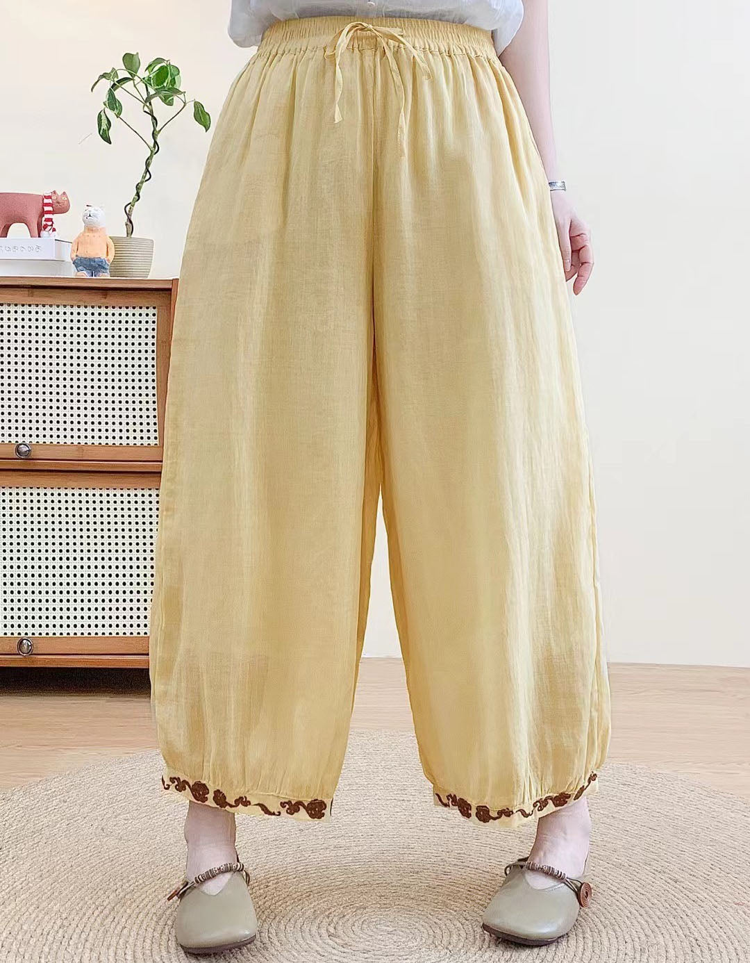 Vintage Japanese Style Linen Harem Pants – Relaxed Fit Women’s Bottoms