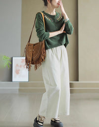 Women's Comfortable Floral Embroidery Cardigan Sweater