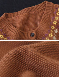 Women's Comfortable Floral Embroidery Cardigan Sweater