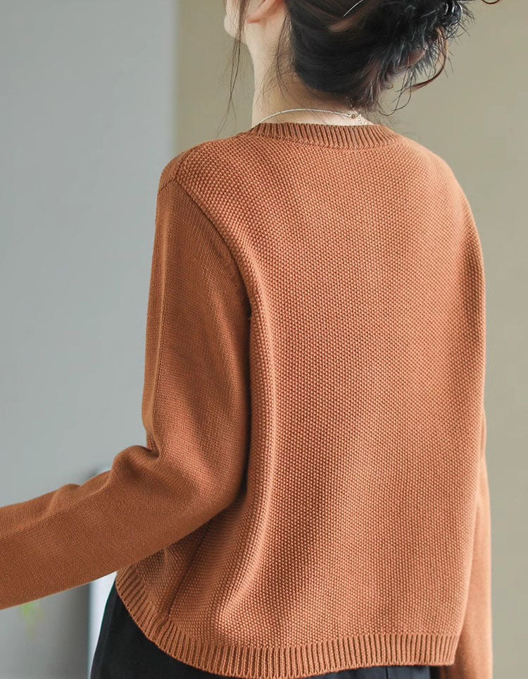 Women's Comfortable Floral Embroidery Cardigan Sweater