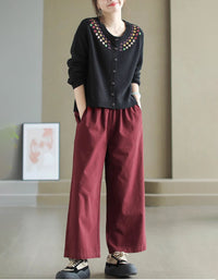 Women's Comfortable Floral Embroidery Cardigan Sweater