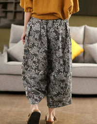 Comfortable Floral Embroidery Linen Pants