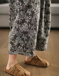 Comfortable Floral Embroidery Linen Pants