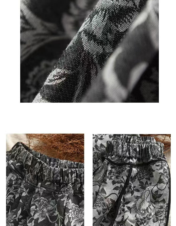 Comfortable Floral Embroidery Linen Pants