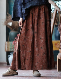 women’s floral print maxi skirt with elastic waistband