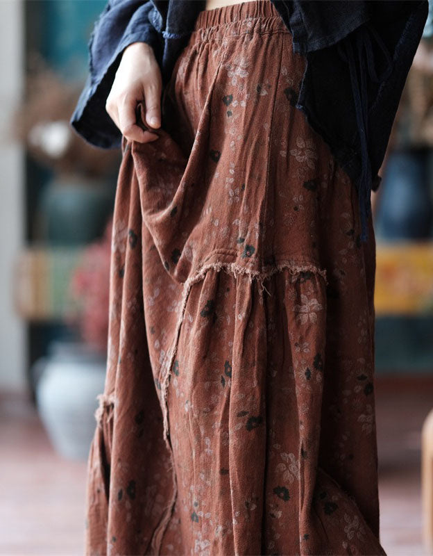 vintage-inspired floral maxi skirt for women, perfect for summer