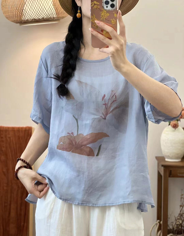 Comfortable Floral Print Short Sleeve Shirt