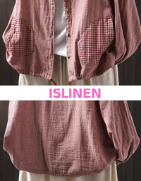 Close-up of Gingham Pocket Detail on Striped Hoodie