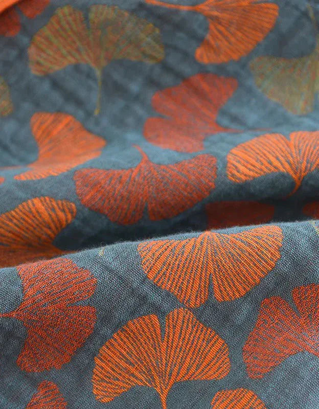 Comfortable Ginkgo Leaf Pure Cotton Loungewear Set - Islinen