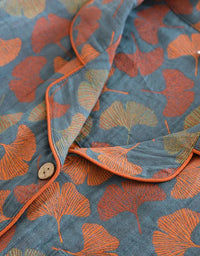 Comfortable Ginkgo Leaf Pure Cotton Loungewear Set - Islinen