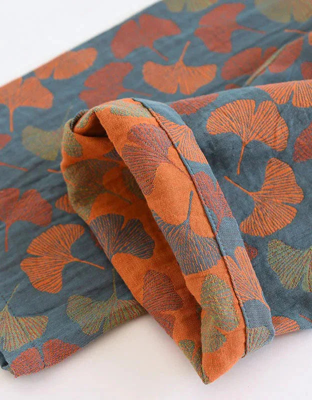 Comfortable Ginkgo Leaf Pure Cotton Loungewear Set - Islinen