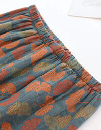 Comfortable Ginkgo Leaf Pure Cotton Loungewear Set - Islinen