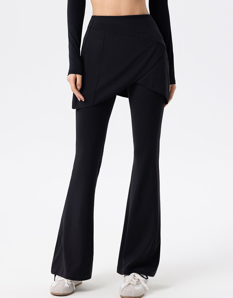 Women’s high waist skirted leggings with flared pants design black