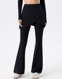 Women’s high waist skirted leggings with flared pants design black
