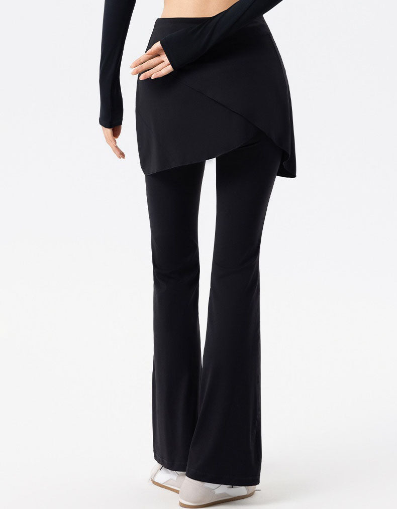 Skirt overlay leggings for women suitable for active and casual wear black back view