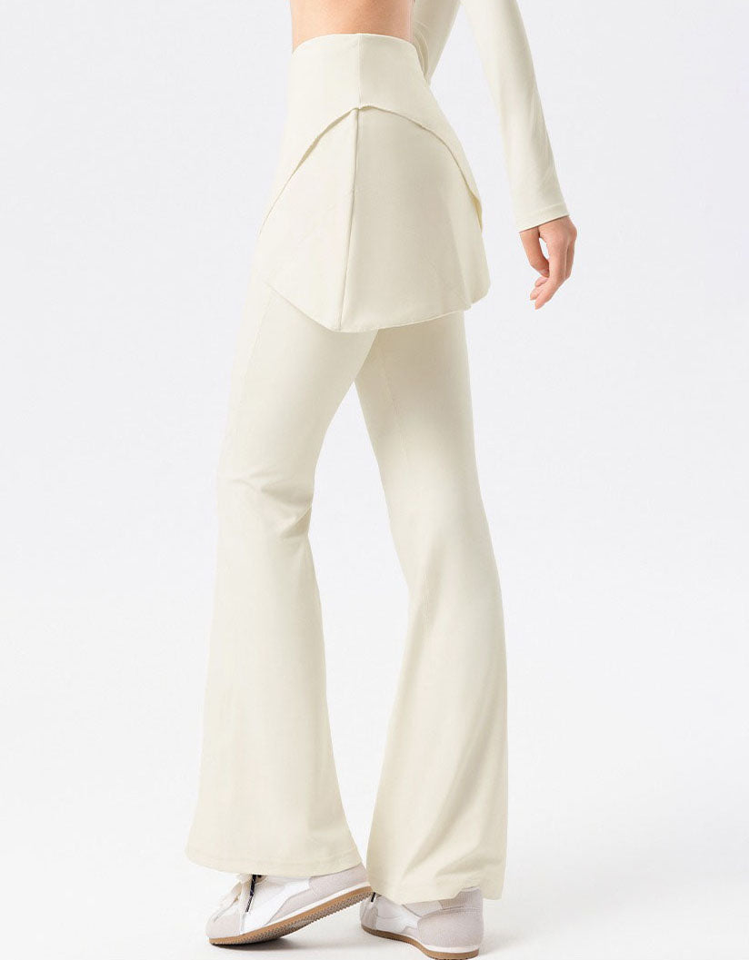 Skirt overlay leggings for women suitable for active and casual wear white back view