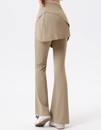 Skirt overlay leggings for women suitable for active and casual wear khaki back view