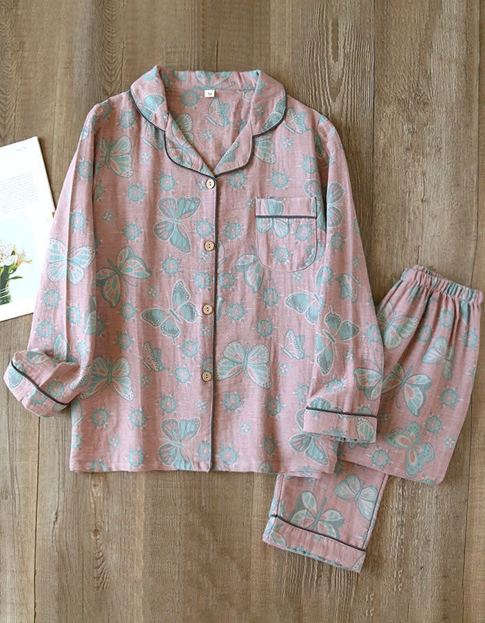 Comfortable Loose Butterfly Cotton Loungewear Set