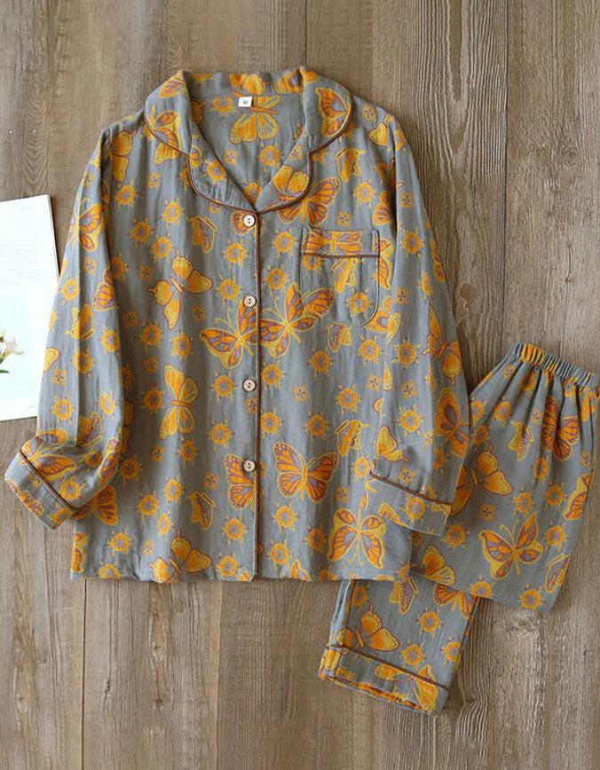 Comfortable Loose Butterfly Cotton Loungewear Set