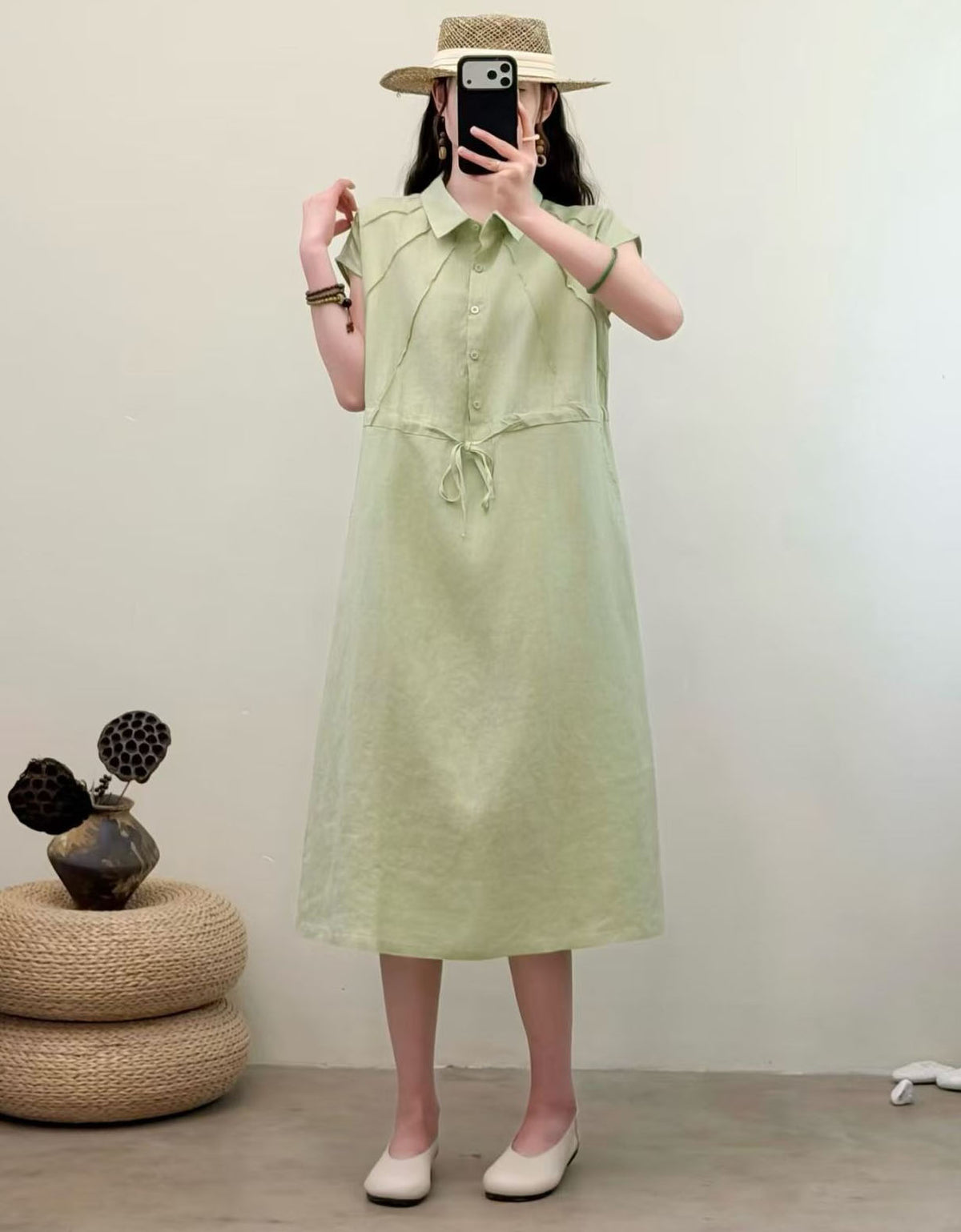 Women’s breathable loose fit linen dress perfect for vacation and everyday wear