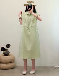Women’s breathable loose fit linen dress perfect for vacation and everyday wear