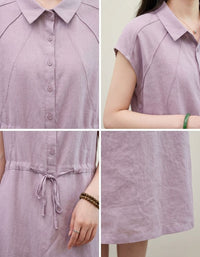 Soft Natural Linen Midi Dress for Women – Lightweight Relaxed Fit Dress for Effortless Summer Elegance