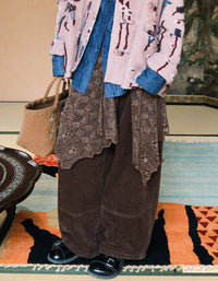 Comfortable Loose Casual Drawstring Corduroy Pants - Islinen