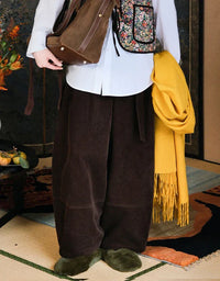 Comfortable Loose Casual Drawstring Corduroy Pants - Islinen