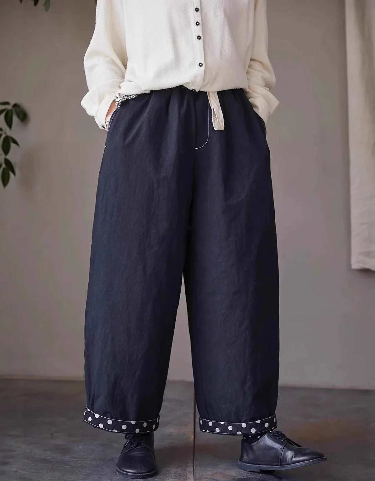 Comfortable Loose Casual Drawstring Waist Cotton Pants - Islinen