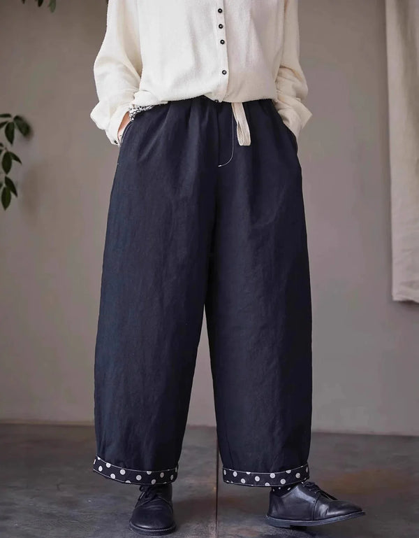 Comfortable Loose Casual Drawstring Waist Cotton Pants - Islinen
