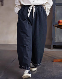 Comfortable Loose Casual Drawstring Waist Cotton Pants - Islinen